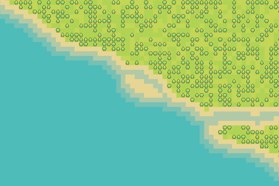 Coastal land made up of tiles